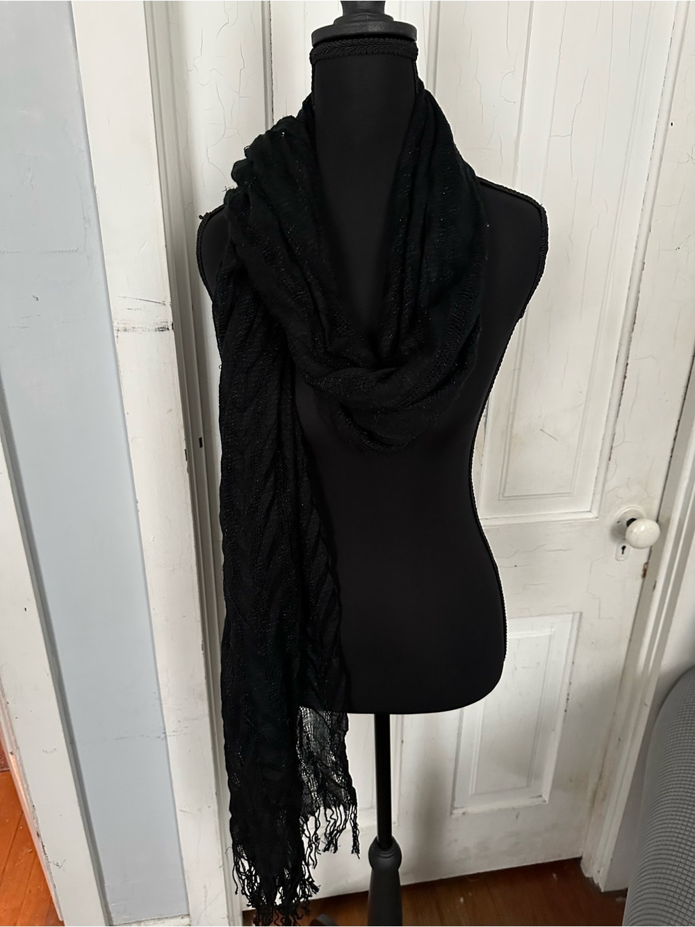 Elegant Black Fringe Wrap Scarf